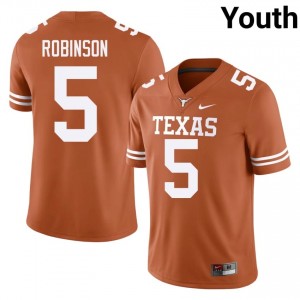 Bijan Robinson #5 UT Longhorns Orange Youth Embroidery Jersey | Pro Cut NCAA Football Merchandise Go770684