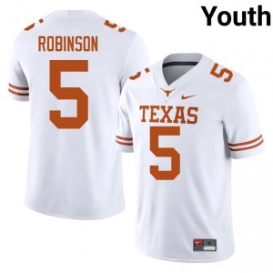 Bijan Robinson #5 Longhorns White Youth Stitched Jersey | Classic High School Football Merch 51E24257