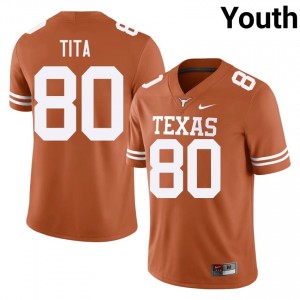 Brinley Tita #80 Longhorns Orange Youth Embroidery Jersey | Replica College Football Apparel o0jK0681
