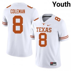 Cam Coleman #8 Texas Longhorns White Youth Stitched Jersey | Replica College Football Apparel w22Ypu35