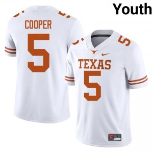 Derrek Cooper #5 UT Longhorns White Youth Stitched Jersey | Licensed University Football Uniform CHx01D80