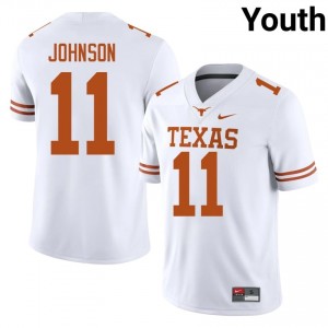 Derrick Johnson #11 Texas Longhorns White Youth Stitched Jersey | Authenticity High School Football Merchandise qU78RI36