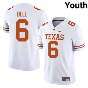 Dia Bell #6 Texas Horns White Youth Stitched Jersey | Essential NCAA Football Merch ypI14e79