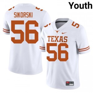 Dylan Sikorski #56 Texas Longhorns White Youth Stitched Jersey | Elite Thread SEC Football Wear 7O8DX256