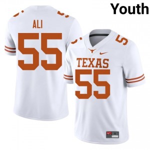 Elijah Ali #55 Horns White Youth Stitched Jersey | Iconic College Football Apparel 74716680