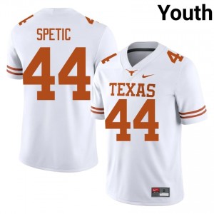 Gianni Spetic #44 Horns White Youth Stitched Jersey | Genuine NCAA Football Wear f611W568