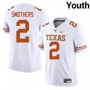 Hollywood Smothers #2 Texas Longhorns White Youth Stitched Jersey | Genuine NCAA Football Gear 25JGN556