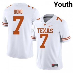 Isaiah Bond #7 Horns White Youth Stitched Jersey | Moisture Wicking University Football Merchandise 4Q07yl85