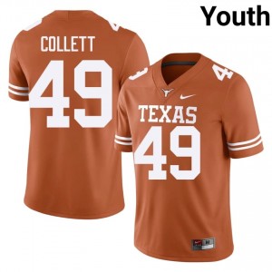 Jake Collett #49 Longhorns Orange Youth Embroidery Jersey | Premium NCAA Football Wear 82x04T31