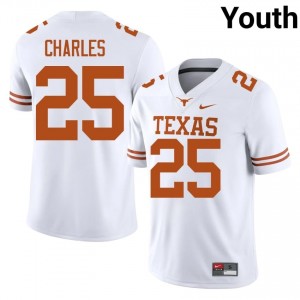 Jamaal Charles #25 Longhorns White Youth Stitched Jersey | Elite Thread SEC Football Apparel GSVv1J15