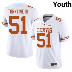 John Turntine III #51 Texas Longhorns White Youth Stitched Jersey | Essential NCAA Football Edition M658J440