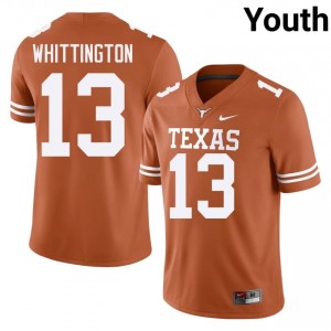 Jordan Whittington #13 Longhorns Orange Youth Embroidery Jersey | Licensed University Football Merchandise cS1H5E79