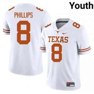 Kade Phillips #8 UT Longhorns White Youth Stitched Jersey | Elite Thread SEC Football Gear 7j6Duw28