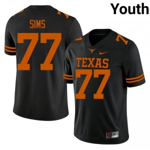 Kenneth Sims #77 Texas Longhorns Black Youth Stitch Jersey | Classic High School Football Apparel 307KNv74