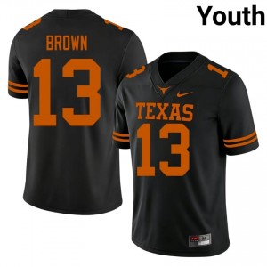 Kohen Brown #13 UT Longhorns Black Youth Sewn Jersey | Classic High School Football Gear oi74Lj67