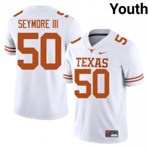 Laurence Seymore III #50 Longhorns White Youth Stitched Jersey | Alumni High School Football Edition 6857yY23
