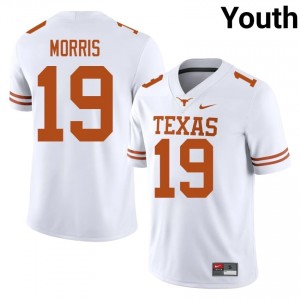 MJ Morris #19 Texas Longhorns White Youth Stitched Jersey | Iconic College Football Edition N6718454