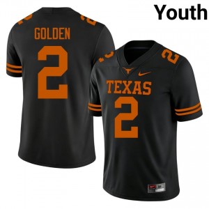 Matthew Golden #2 Longhorns Black Youth Stitch Jersey | Authentic High School Football Gear PY45ki96