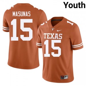 Michael Masunas #15 UT Longhorns Orange Youth Embroidery Jersey | Standout University Football Merchandise 6544b572