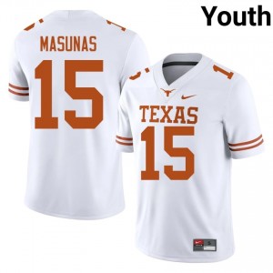 Michael Masunas #15 Longhorns White Youth Stitched Jersey | Timeless SEC Football Merch oG18Fn37