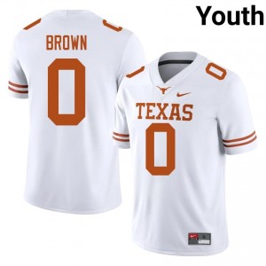 Raleek Brown #0 UT Longhorns White Youth Stitched Jersey | Classic High School Football Apparel WJ72p822