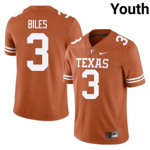 Rasheem Biles #3 Texas Longhorns Orange Youth Embroidery Jersey | Timeless SEC Football Wear i10hP583