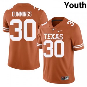 Rocky Cummings #30 Longhorns Orange Youth Embroidery Jersey | Elite Thread SEC Football Uniform 30QHwi53