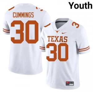 Rocky Cummings #30 Texas Horns White Youth Stitched Jersey | Exclusive College Football Gear dtD1X077