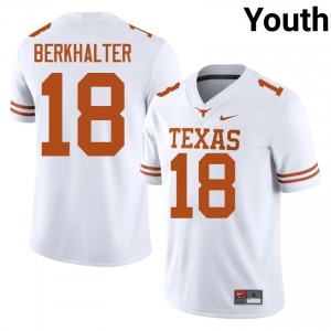 Sterling Berkhalter #18 Texas Longhorns White Youth Stitched Jersey | Elite High School Football Gear NV077217