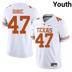 Trey Dubuc #47 Longhorns White Youth Stitched Jersey | Licensed University Football Gear 1h1B3m73