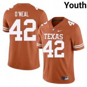 Trott O'Neal #42 Texas Longhorns Orange Youth Embroidery Jersey | Authenticity High School Football Merch 3E131p33