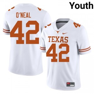 Trott O'Neal #42 UT Longhorns White Youth Stitched Jersey | Standout University Football Edition LD5J1159